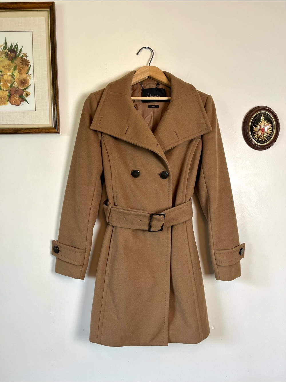 Aritzia T Babaton Camel Virgin Wool, Cashmere & Deer Skin Coat Medium